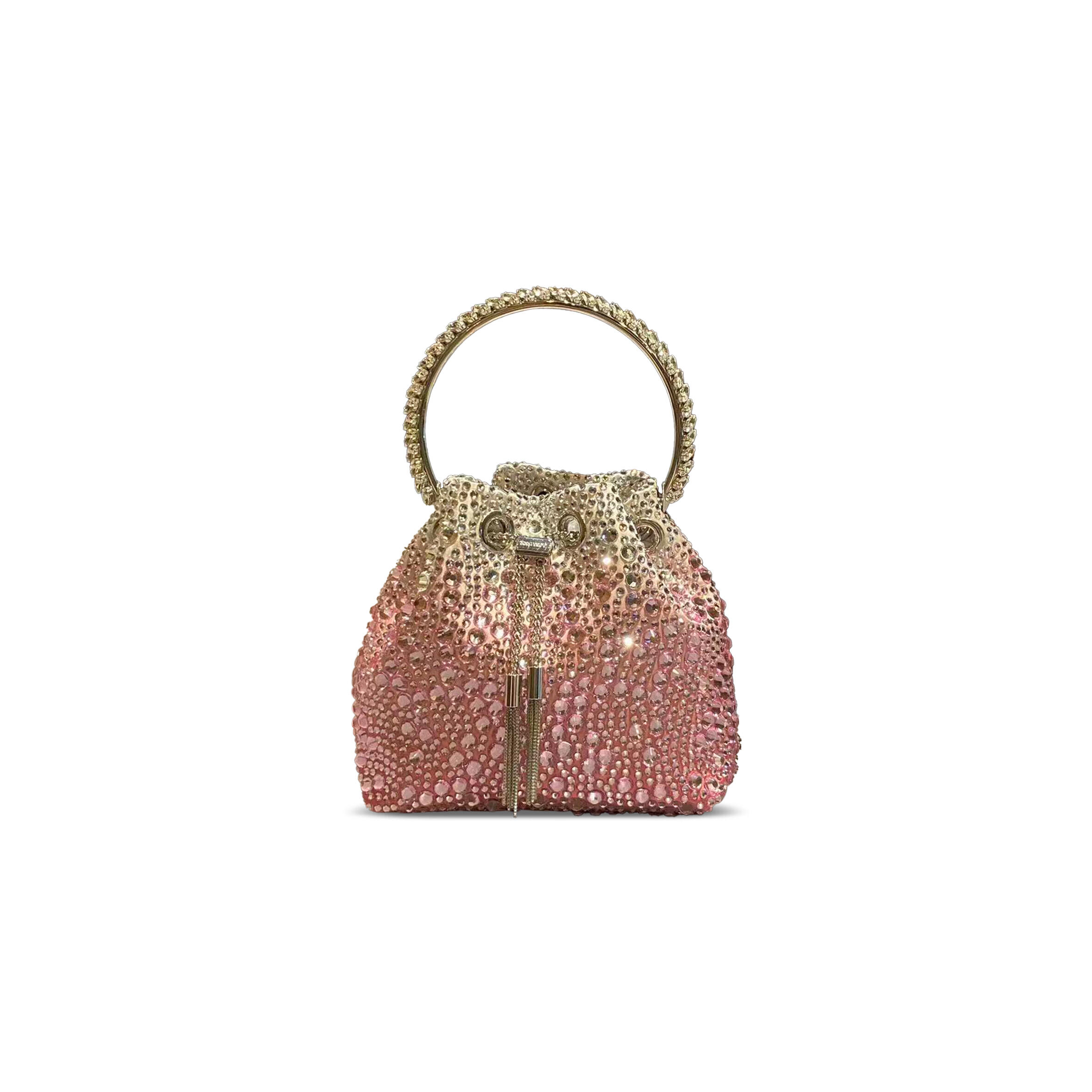 JIMMY CHOO BON BON BLUSH SATIN BAG WITH CRYSTALS (15*14*9.5cm)